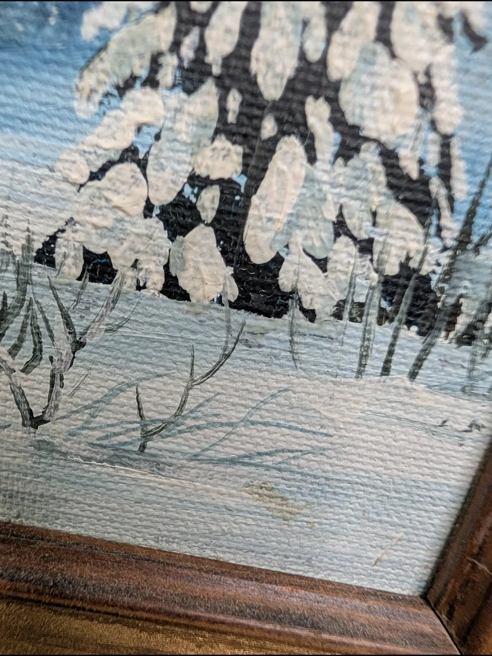 Vintage Betty Mack Wood Framed Winter Landscapes 4 Oil Paintings On Board 11x13